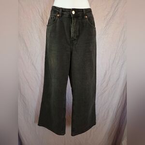 H&M ~ Denim Wide Leg Jeans ~ Washed Black ~ Sz 10